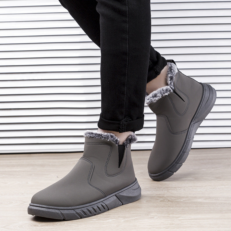 Herren Winterstiefeletten mit Plüschfutter in Schwarz