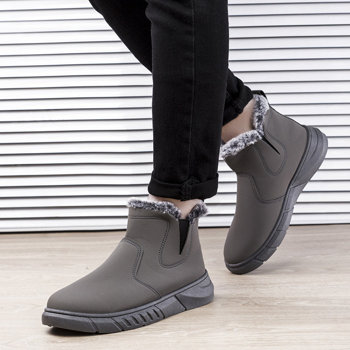 Herren Winterstiefeletten mit Plüschfutter in Schwarz