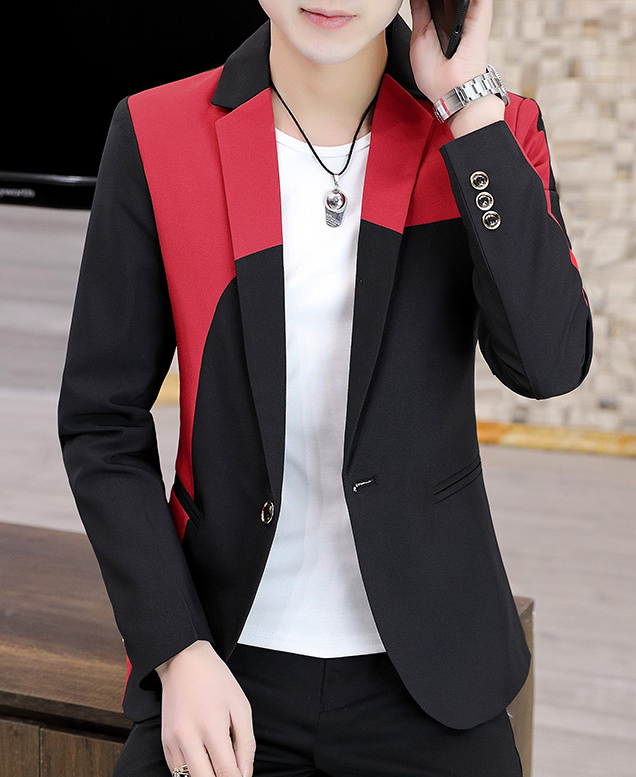 Herren Blazer in Schwarz-Rot als Anzugjacke