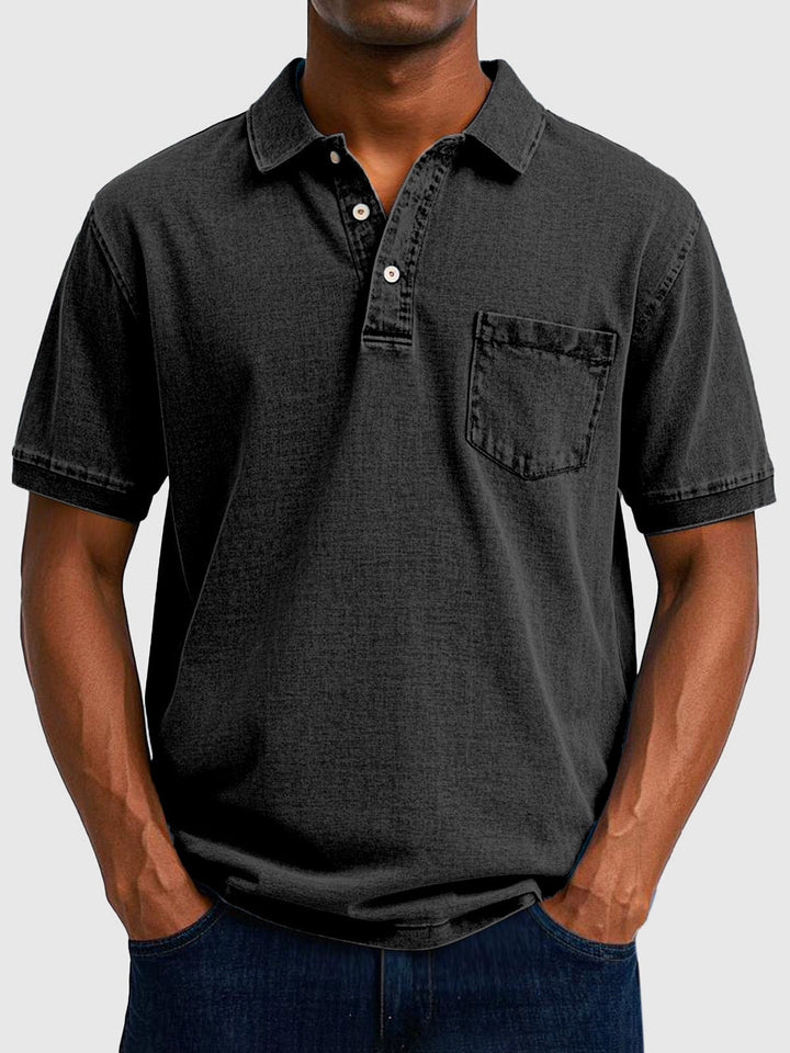 Kian | Herren Denim Polo mit Brusttasche