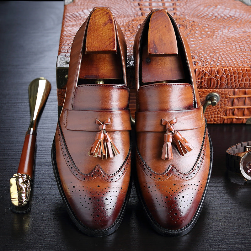 Herren Brogue Schuhe mit Fransen, Seitenansicht