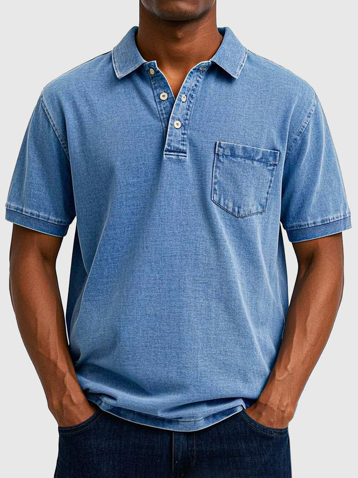 Kian | Herren Denim Polo mit Brusttasche