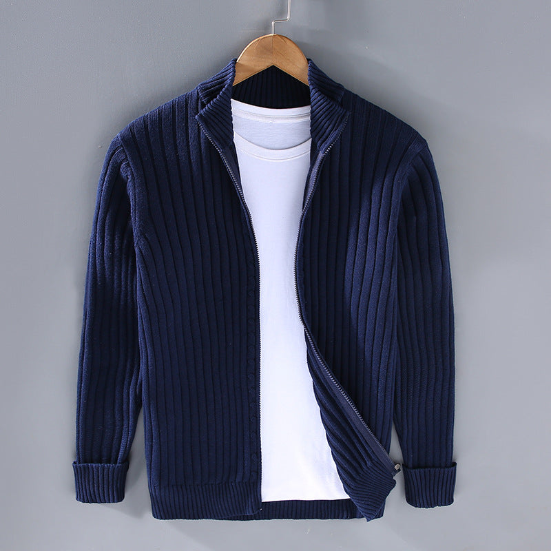 Herren Pullover-Jacke im Casual-Look in Schwarz