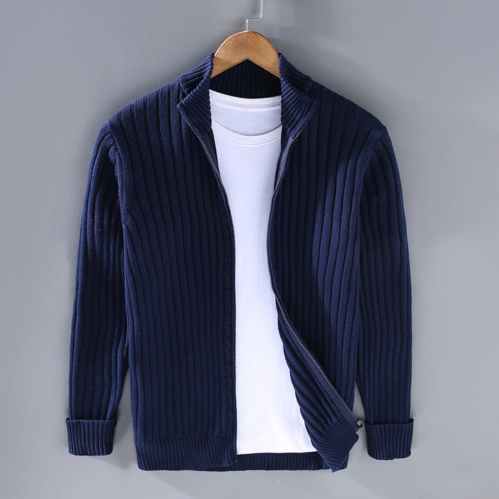 Herren Pullover-Jacke im Casual-Look in Schwarz