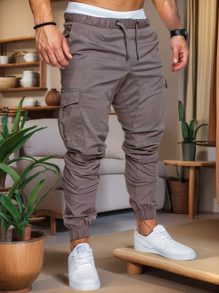 SwissFellas Herren Cargo Jogginghose mit Cargotaschen, schmale Passform