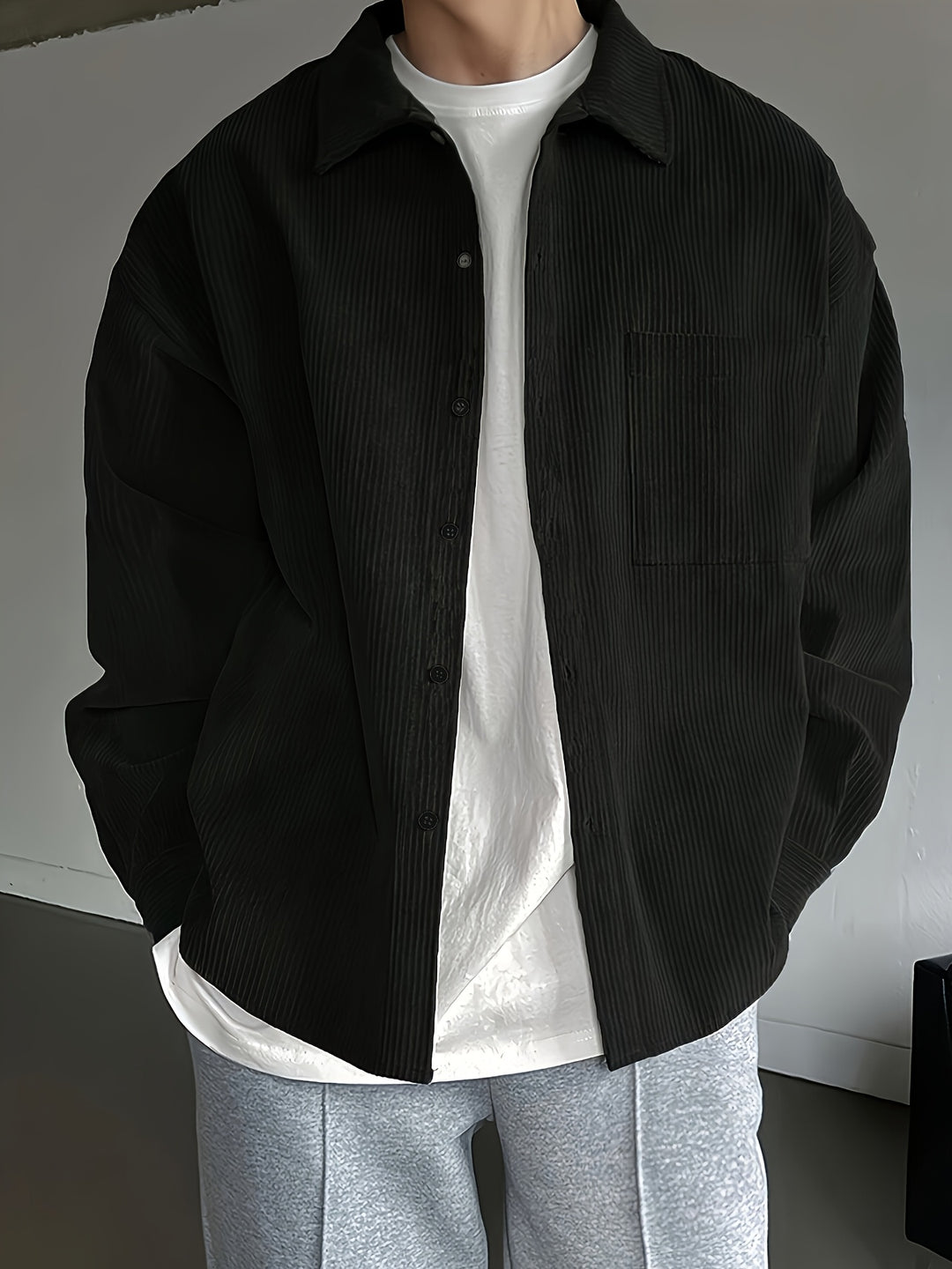 SwissFellas Herren Overshirt Hemdjacke mit Knopfleiste, reguläre Passform