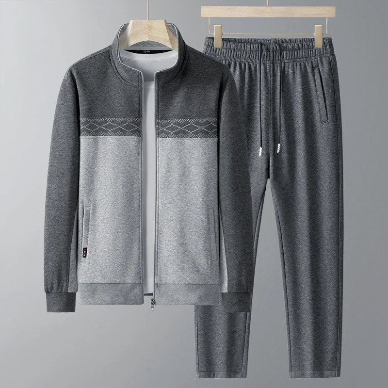 Herren Trainingsanzug mit Zip-Jacke und Hose - grau