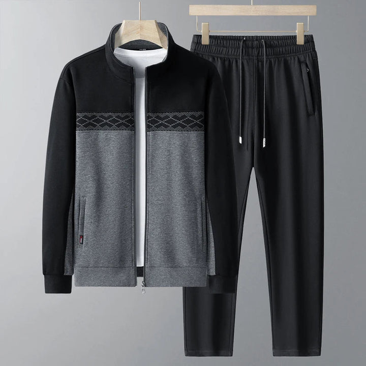 Herren Trainingsanzug mit Zip-Jacke und Hose - schwarz