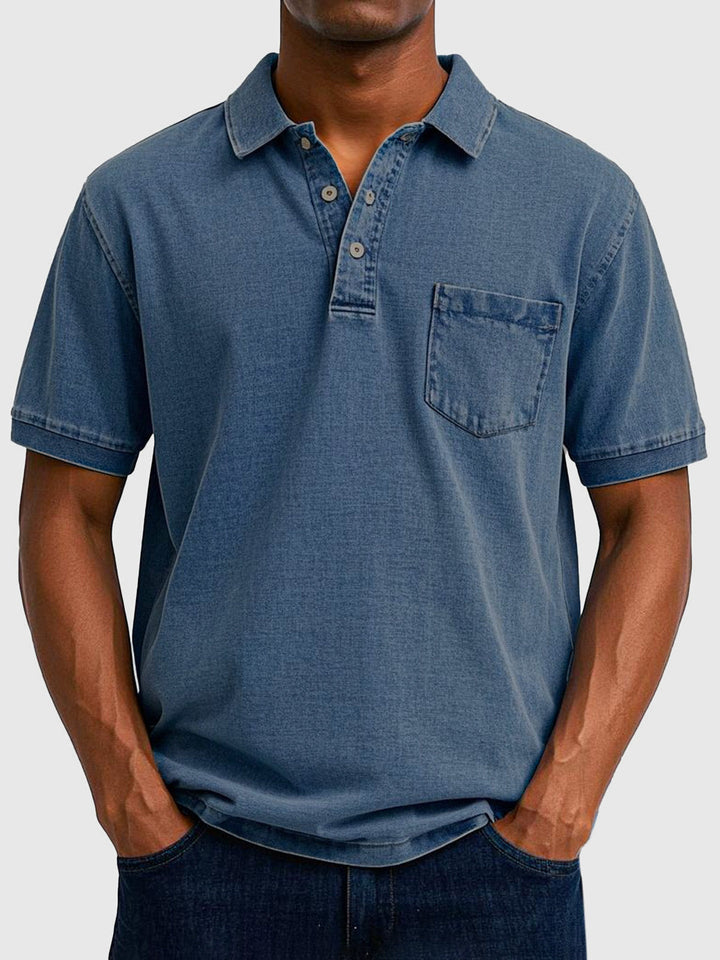 Kian | Herren Denim Polo mit Brusttasche