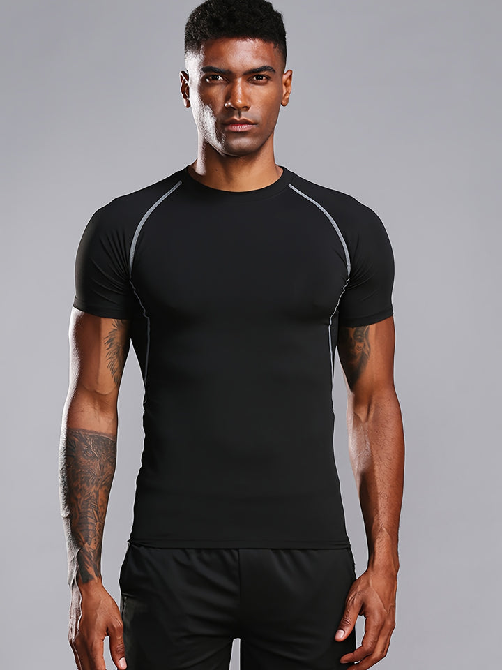 SwissFellas Herren Kompressions T-Shirt mit Kurzarm und Rundhals, schmale Passform