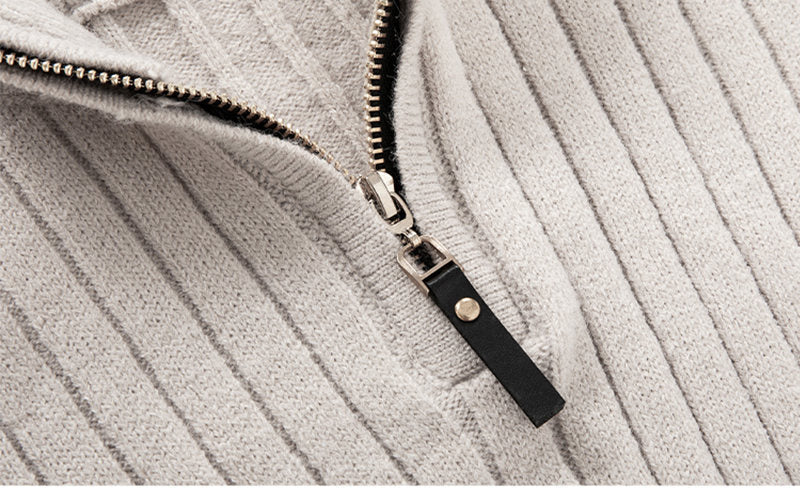 Herren Rollkragenpullover mit halbhohem Reissverschluss Slim Fit
