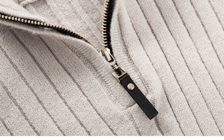 Herren Rollkragenpullover mit halbhohem Reissverschluss Slim Fit