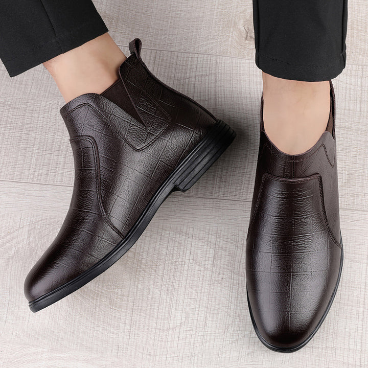 Herren Lederstiefel für den Winter in Schwarz und Braun