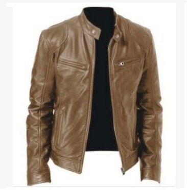 Herren Kunstlederjacke Slim Fit mit Reissverschluss