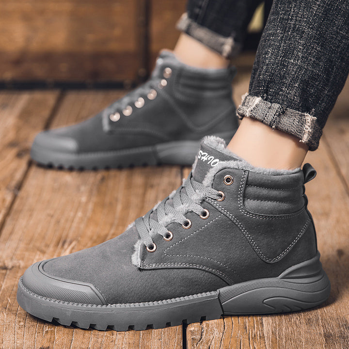 Herren Winterstiefeletten Schwarz mit Schnürung vorne