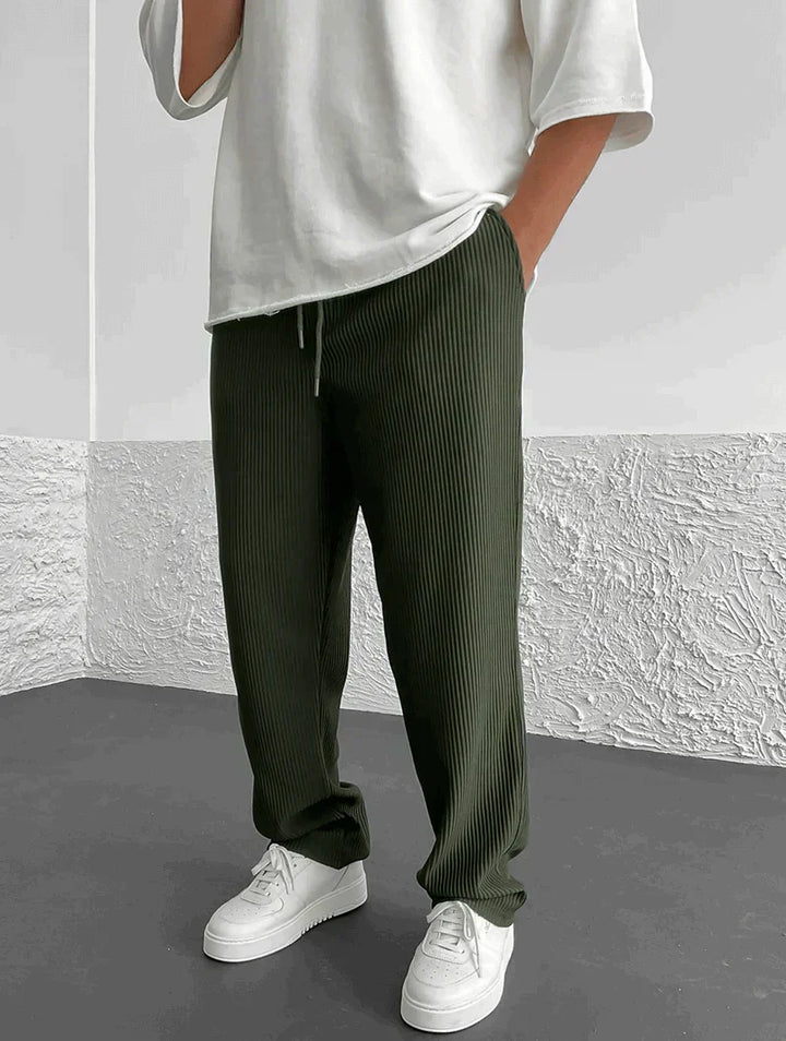 Leon | Herren Loungehose mit vertikalen Streifen und weitem Bein