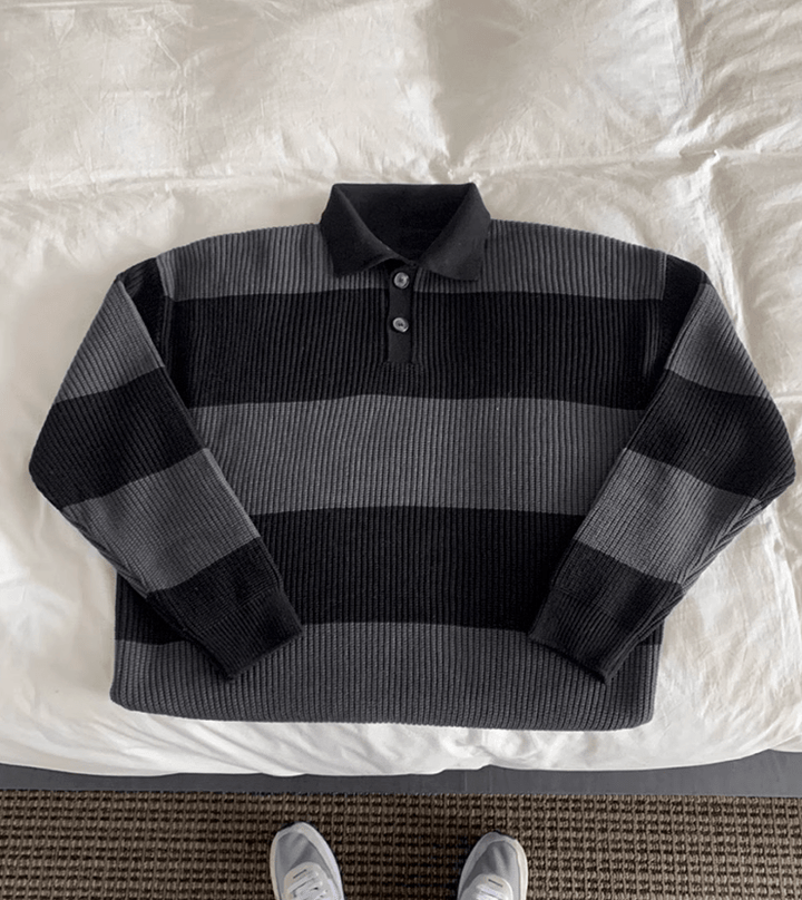 Gestreiftes Strickhemd mit Knopfleiste – Komfort & Eleganz