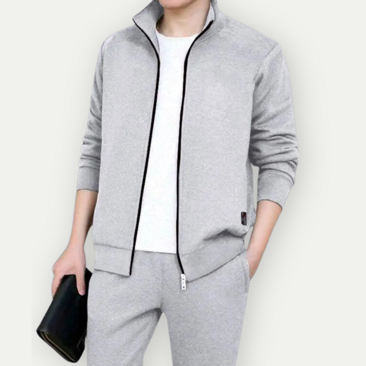 Herren Freizeitanzug mit Zip-Jacke und Hose - grau