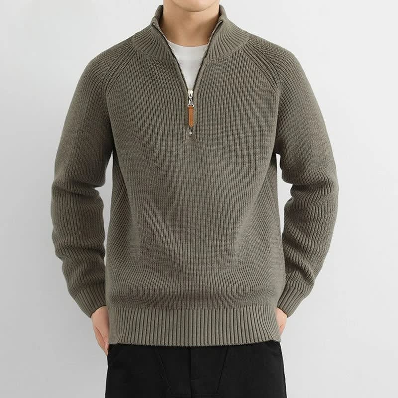 Half-Zip Pullover für Herren mit Stehkragen - grün