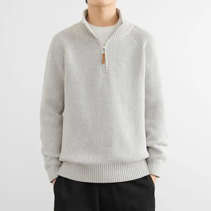 Half-Zip Pullover für Herren mit Stehkragen - grau