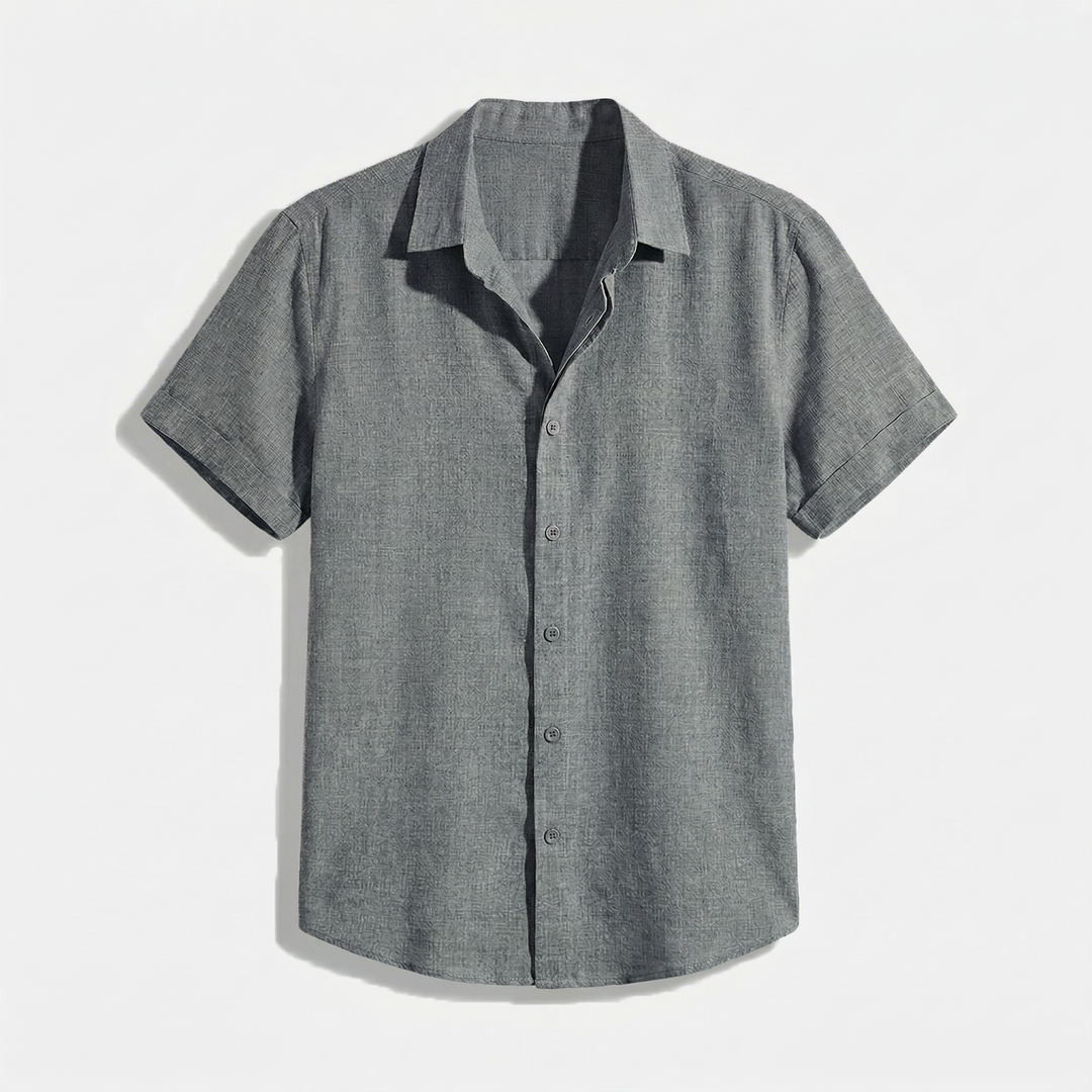 Herren Button-Up Hemd | Kurzarmhemd mit Strukturierter Optik | Gerader Schnitt | Freizeitlook