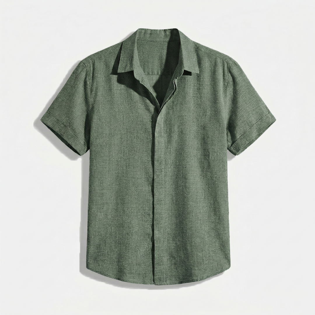Herren Button-Up Hemd | Kurzarmhemd mit Strukturierter Optik | Gerader Schnitt | Freizeitlook
