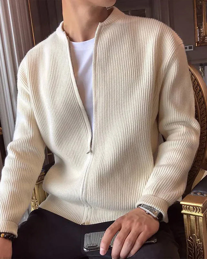 SwissFellas Herren Strick-Cardigan mit Reissverschluss, hochwertig