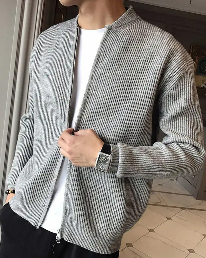 SwissFellas Herren Strick-Cardigan mit Reissverschluss, hochwertig