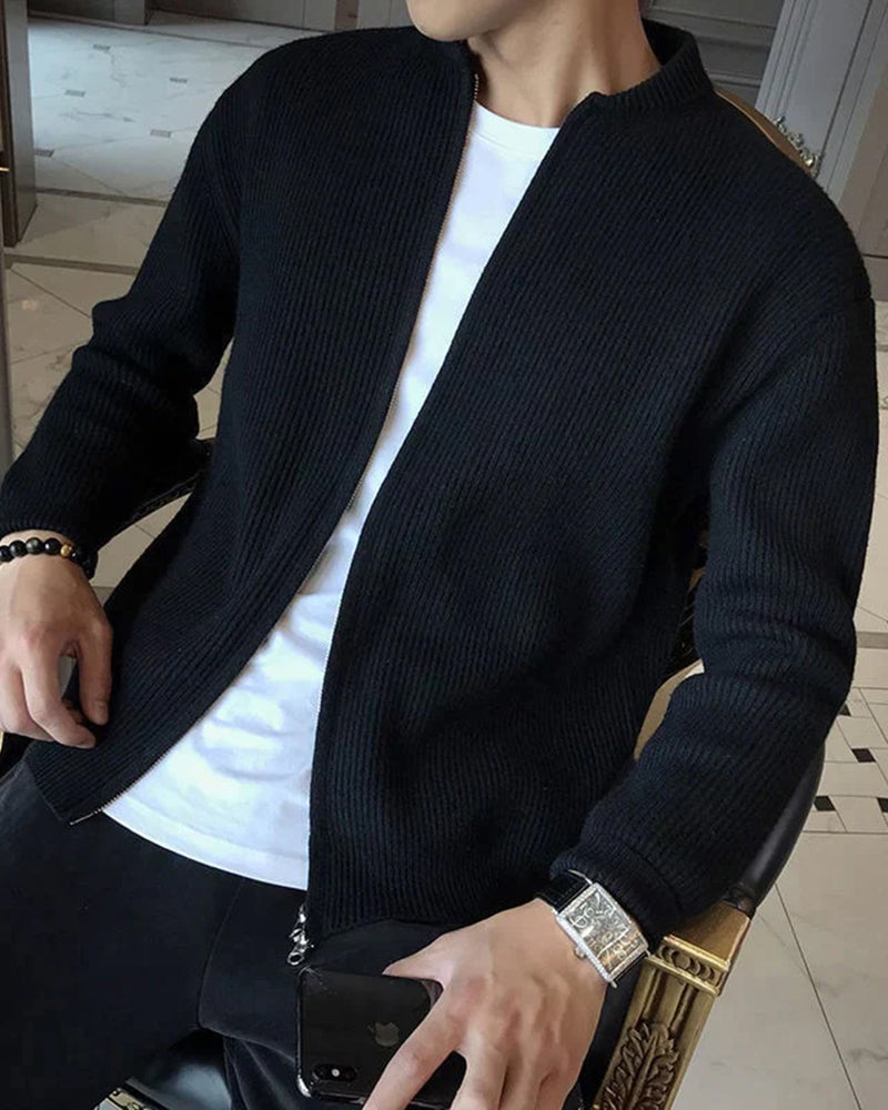 SwissFellas Herren Strick-Cardigan mit Reissverschluss, hochwertig