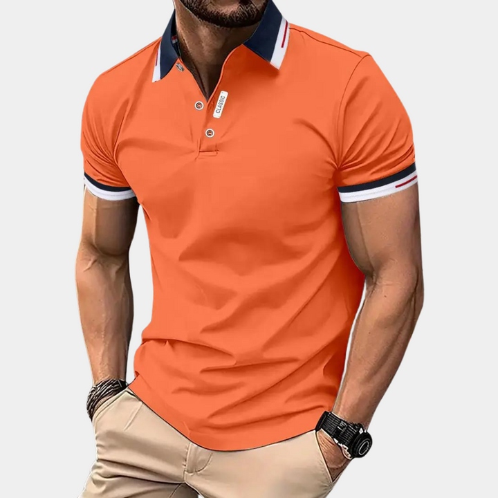 Rory | Oranges Poloshirt mit Kontrastkragen