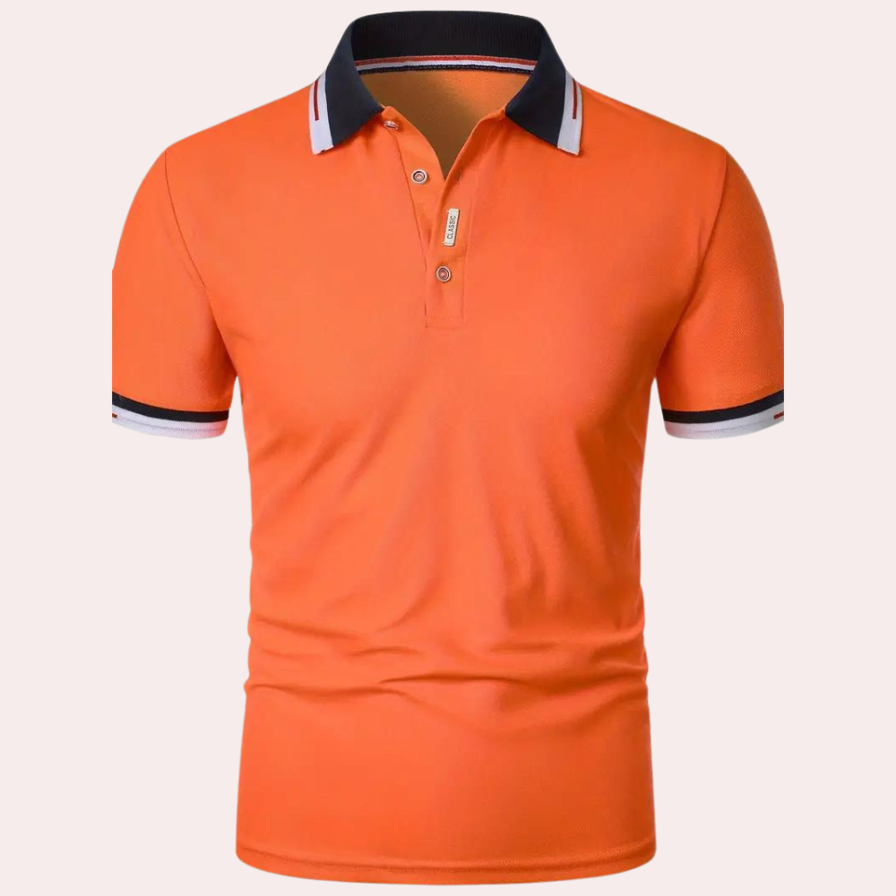 Rory | Oranges Poloshirt mit Kontrastkragen