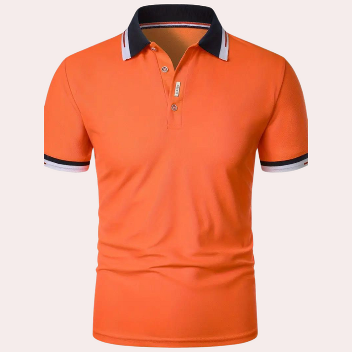 Rory | Oranges Poloshirt mit Kontrastkragen