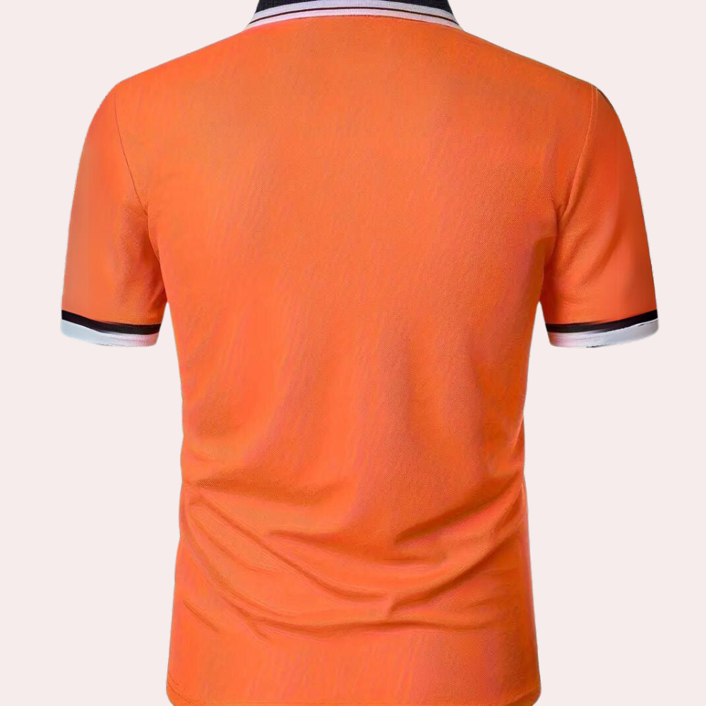 Rory | Oranges Poloshirt mit Kontrastkragen