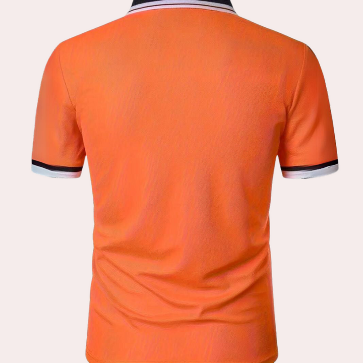 Rory | Oranges Poloshirt mit Kontrastkragen