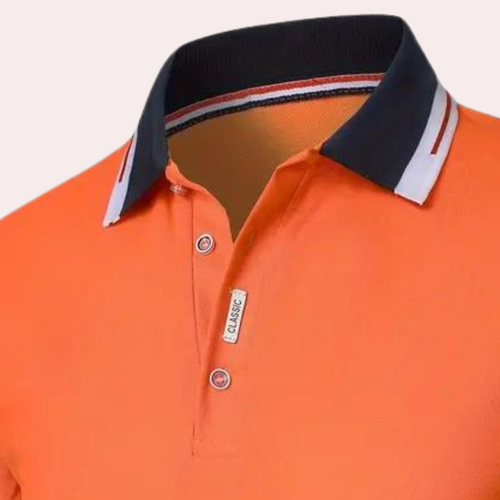 Rory | Oranges Poloshirt mit Kontrastkragen