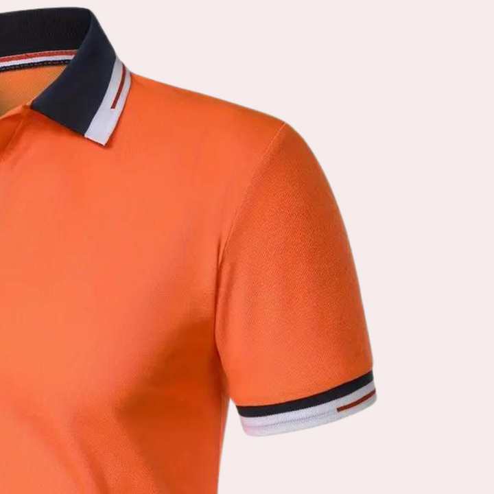 Rory | Oranges Poloshirt mit Kontrastkragen