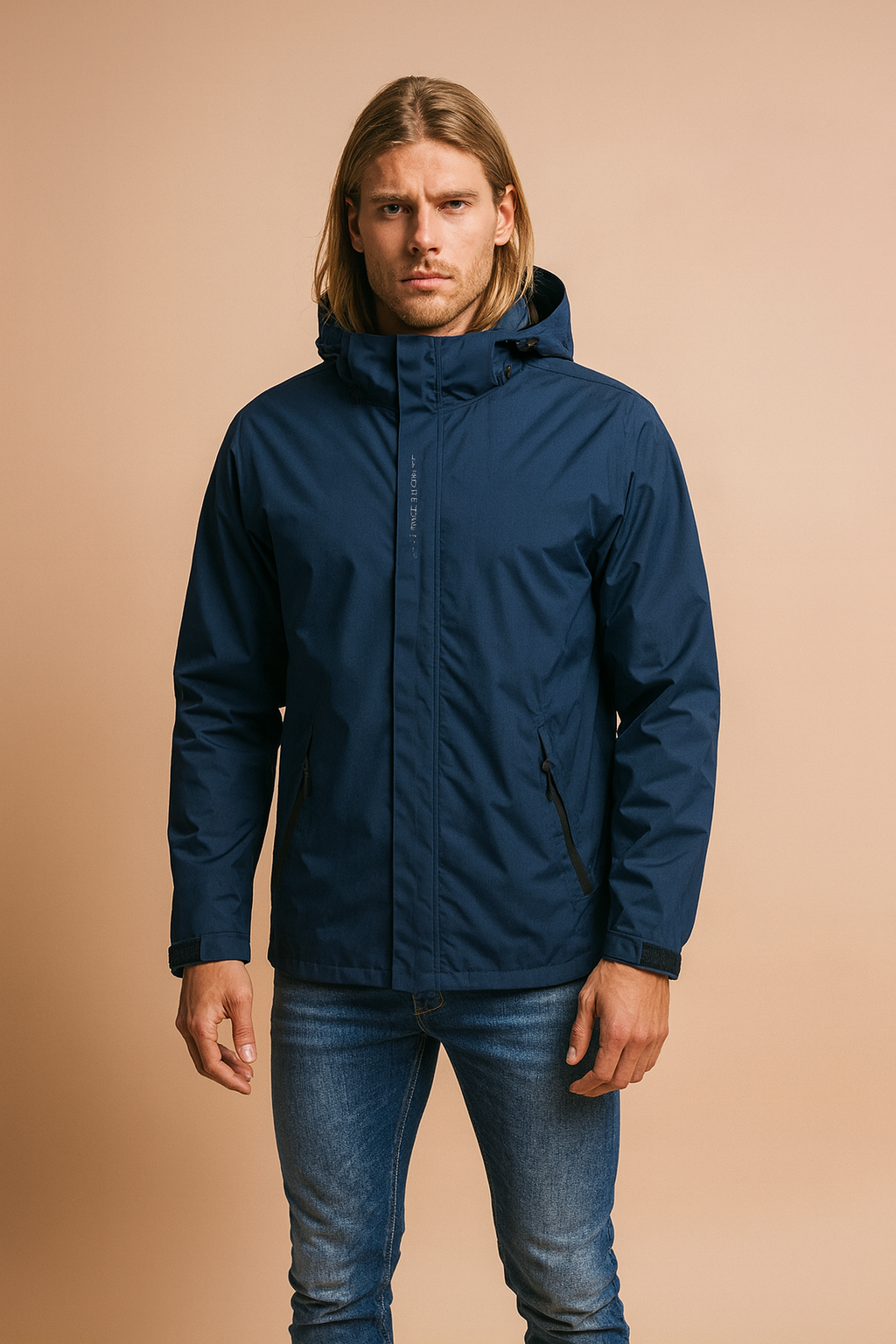 Windjacke für Herren mit Kapuze - marineblau