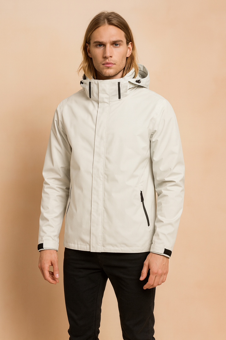 Windjacke für Herren mit Kapuze - weiß
