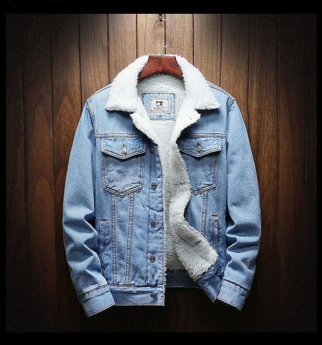 Jeansjacke für Herren mit Teddyfutter - hellblau