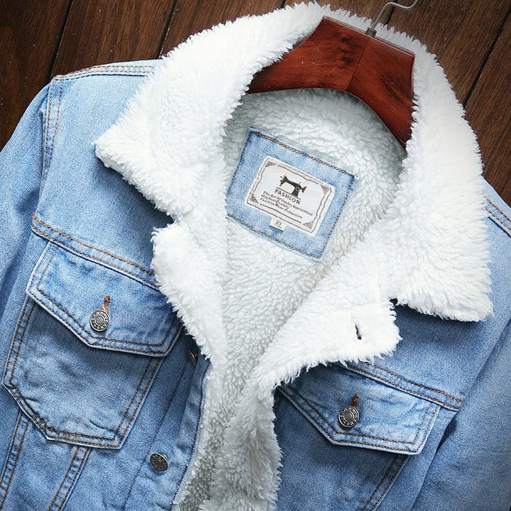 Jeansjacke für Herren mit Teddyfutter