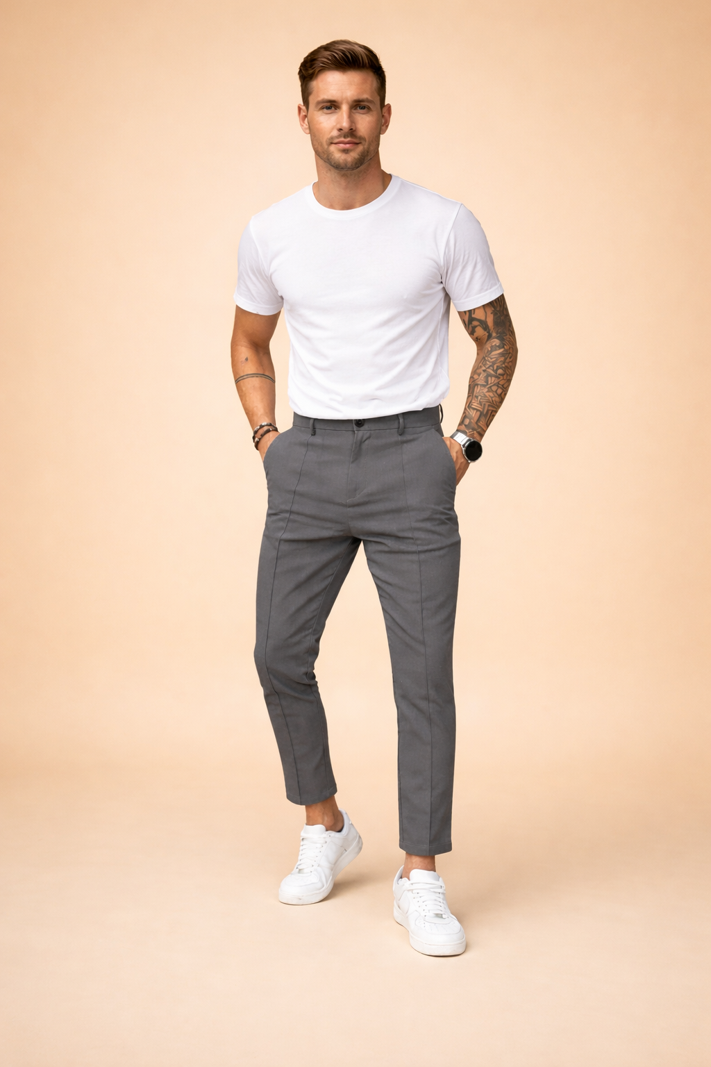 Chinohose für Herren im Slim-Fit Schnitt - grau