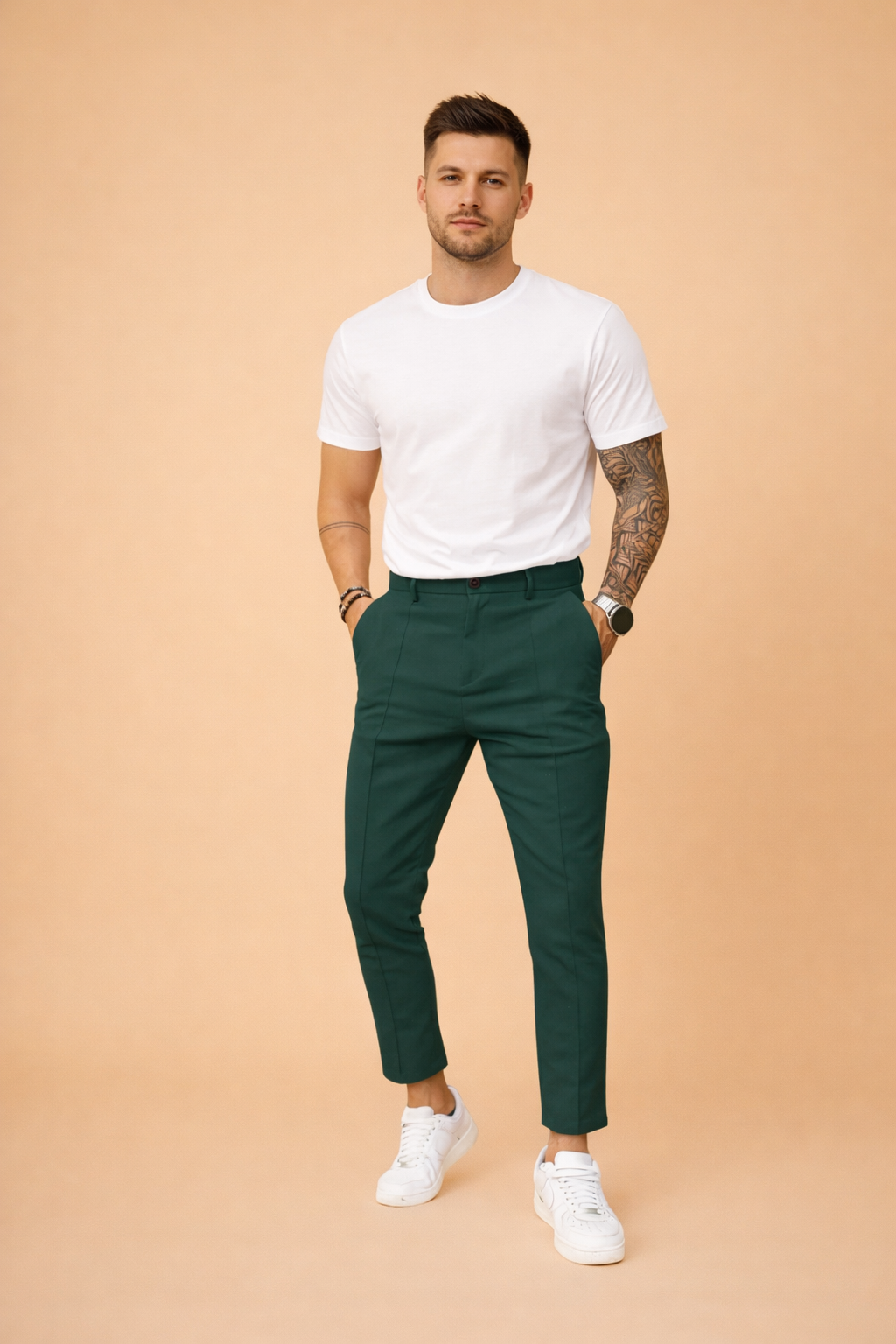 Chinohose für Herren im Slim-Fit Schnitt - grün