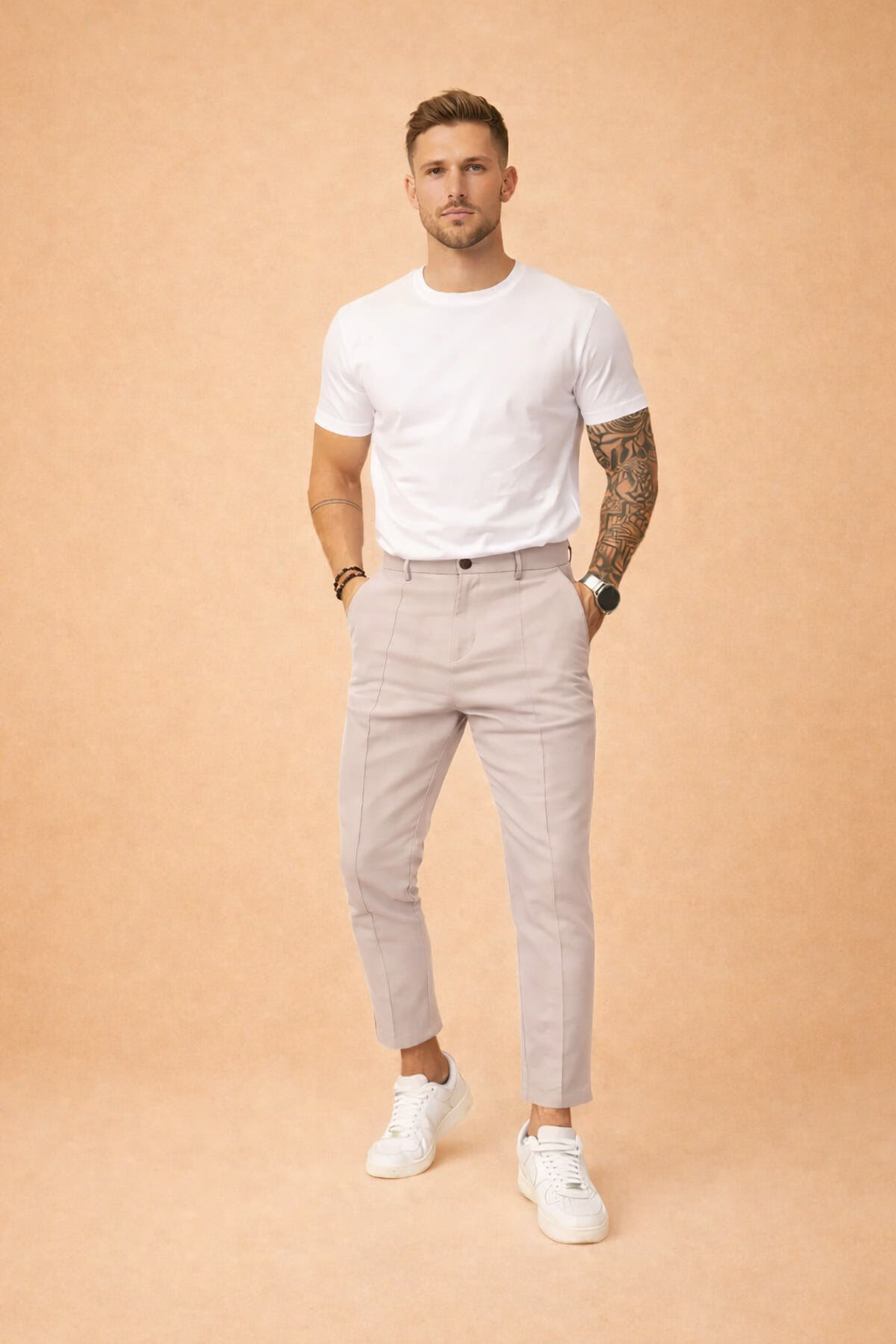 Chinohose für Herren im Slim-Fit Schnitt - hell grau