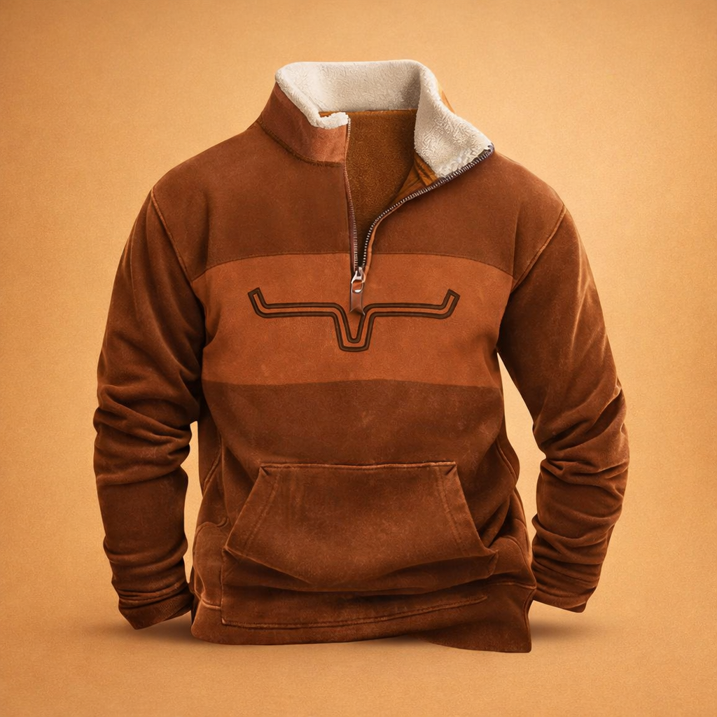 Pullover für Herren mit Reißverschlusskragen - braun