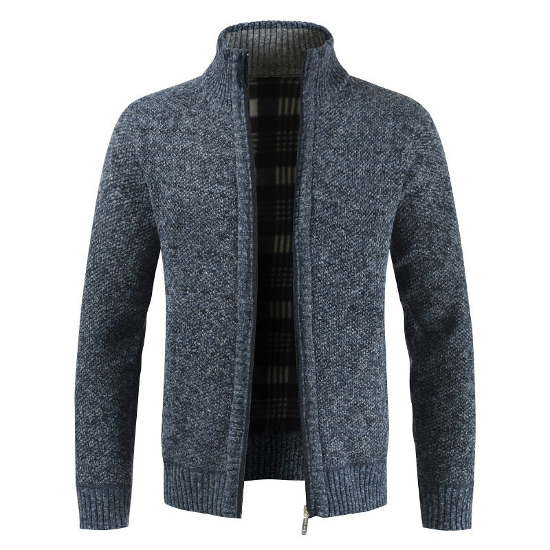 Strickjacke für Herren mit Stehkragen - blau