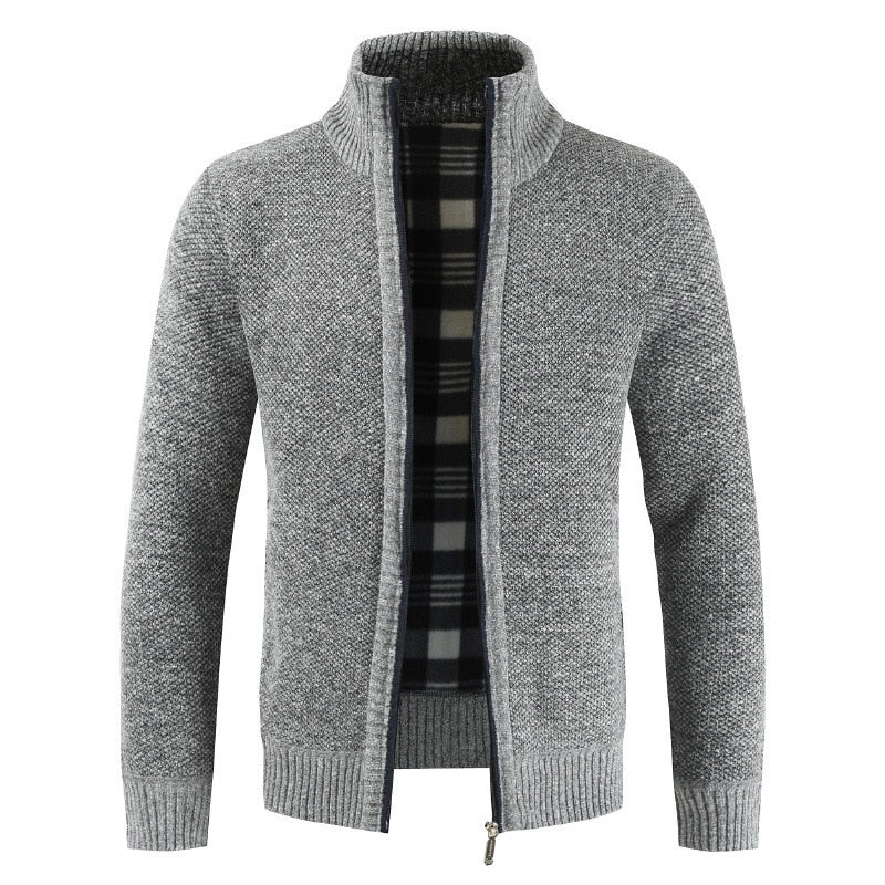 Strickjacke für Herren mit Stehkragen - grau
