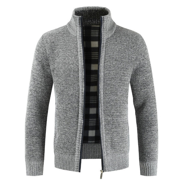 Strickjacke für Herren mit Stehkragen - grau