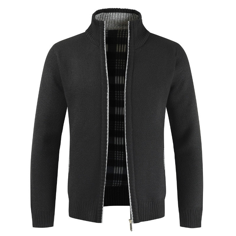 Strickjacke für Herren mit Stehkragen - schwarz