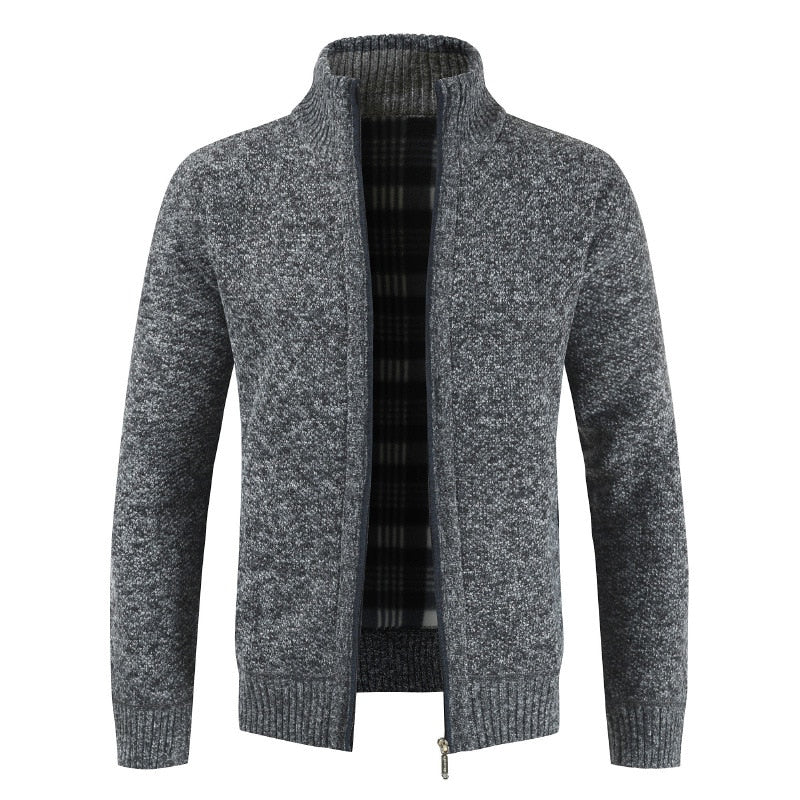 Strickjacke für Herren mit Stehkragen - dunkelgrau