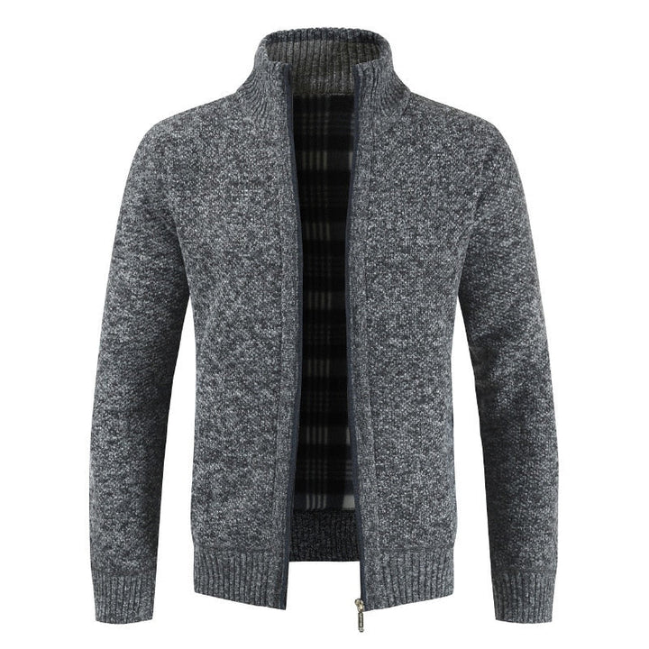 Strickjacke für Herren mit Stehkragen - dunkelgrau